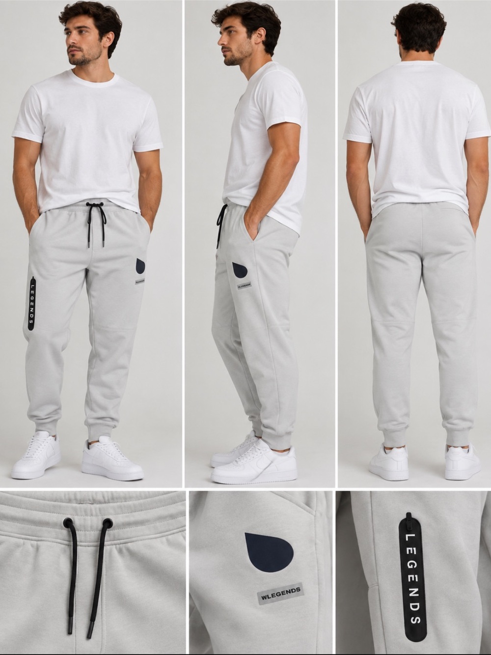 LEGENDS Men's XL Gray Joggers Zip Pocket Athletic Pants
